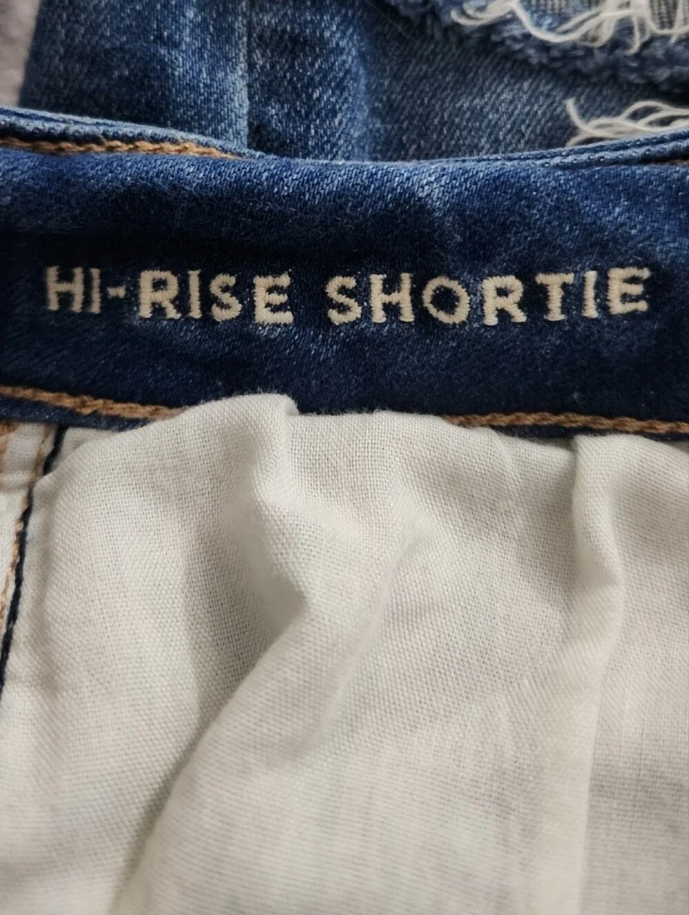 Distressed American Eagle Hi-Rise Shortie Dark Blue Denim Women's Shorts